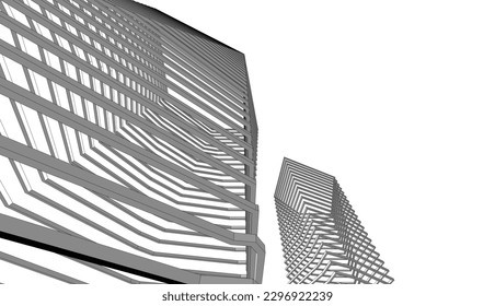 Resumen de la arquitectura moderna Ilustración 3d