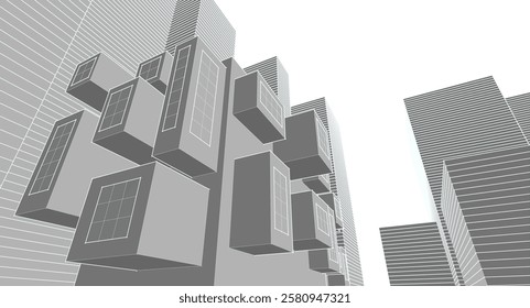 abstract modern architecture 3d illustration