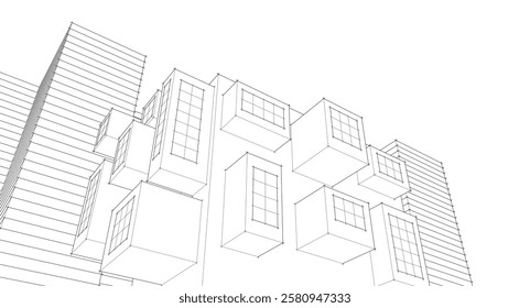 abstract modern architecture 3d illustration