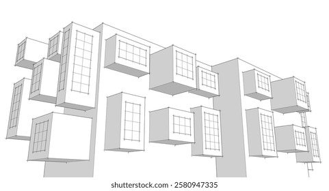 abstract modern architecture 3d illustration