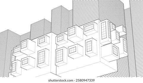 abstract modern architecture 3d illustration