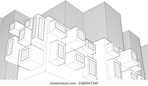 abstract modern architecture 3d illustration