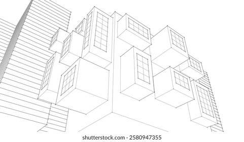 abstract modern architecture 3d illustration