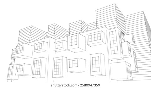 abstract modern architecture 3d illustration