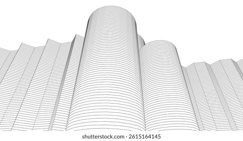 abstract modern architecture 3d illustration