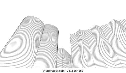 abstract modern architecture 3d illustration