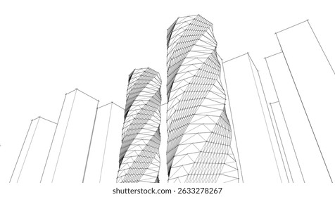 abstract modern architecture 3d illustration