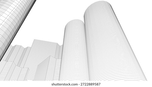 abstrakte moderne Architektur 3D-Illustration	