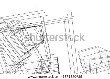 abstract modern architecture 3d illustration