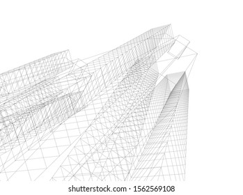 abstract modern architecture, 3d structure 