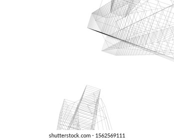 abstract modern architecture, 3d structure 
