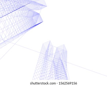 abstract modern architecture, 3d structure 