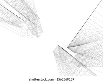 abstract modern architecture, 3d structure 