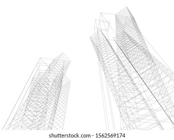 abstract modern architecture, 3d structure 