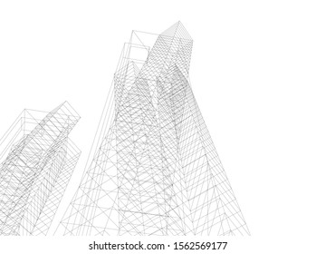 abstract modern architecture, 3d structure 
