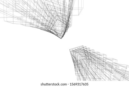 abstract modern architecture, 3d structure 