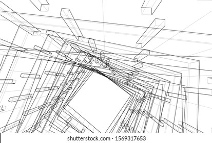 abstract modern architecture, 3d structure 