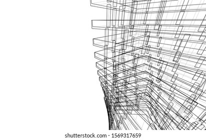 abstract modern architecture, 3d structure 