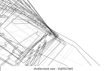 abstract modern architecture, 3d structure 