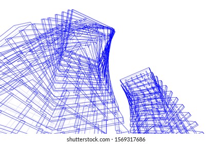 abstract modern architecture, 3d structure 