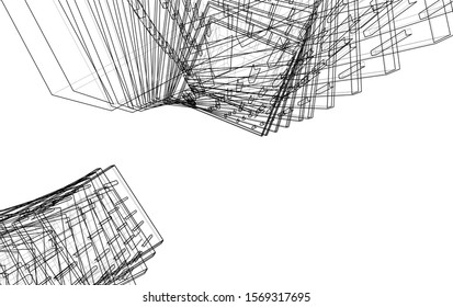abstract modern architecture, 3d structure 