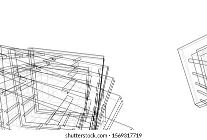 abstract modern architecture, 3d structure 