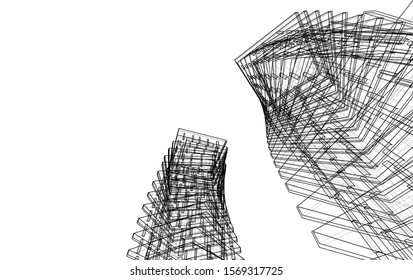 abstract modern architecture, 3d structure 
