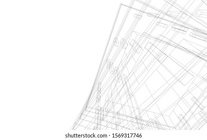 abstract modern architecture, 3d structure 