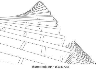 abstract modern architecture, 3d structure 