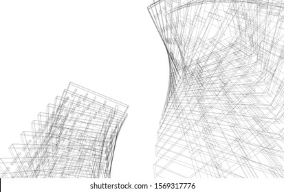 abstract modern architecture, 3d structure 