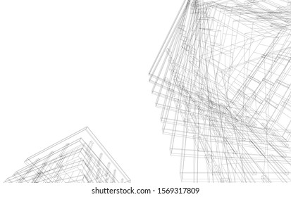 abstract modern architecture, 3d structure 