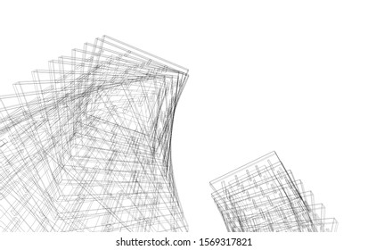 abstract modern architecture, 3d structure 