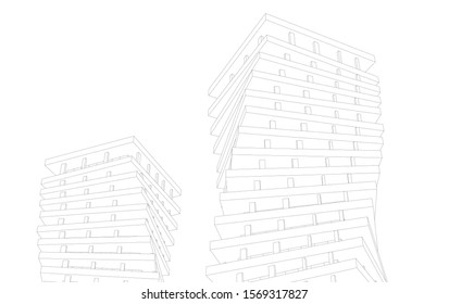 abstract modern architecture, 3d structure 