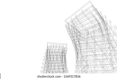 abstract modern architecture, 3d structure 