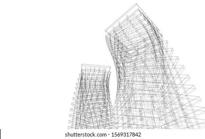 abstract modern architecture, 3d structure 