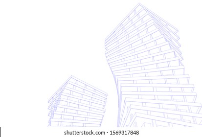 abstract modern architecture, 3d structure 