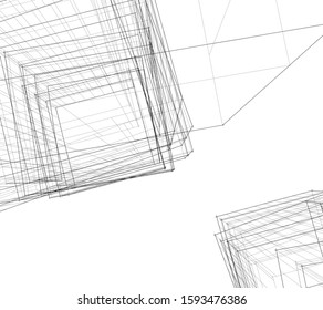 abstract modern architecture, 3d structure 