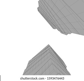 abstract modern architecture, 3d structure 