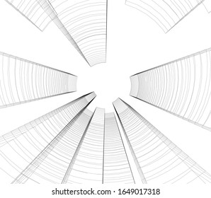 abstract modern architecture, 3d structure 