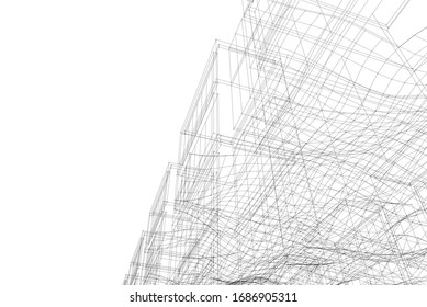 abstract modern architecture, 3d structure 