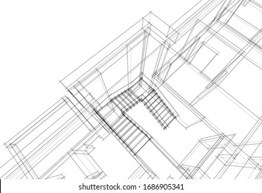 abstract modern architecture, 3d structure 