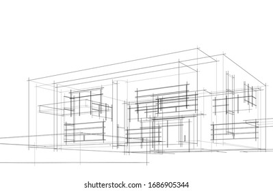 abstract modern architecture, 3d structure 