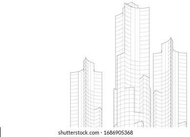 abstract modern architecture, 3d structure 