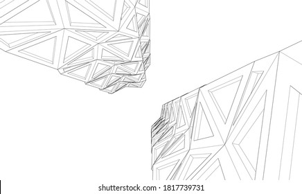 Resumen de la arquitectura moderna 3d ilustración vectorial