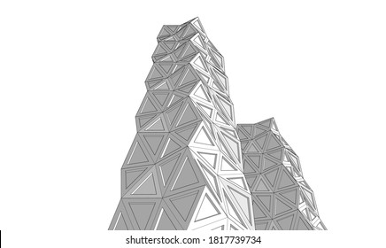 Resumen de la arquitectura moderna 3d ilustración vectorial
