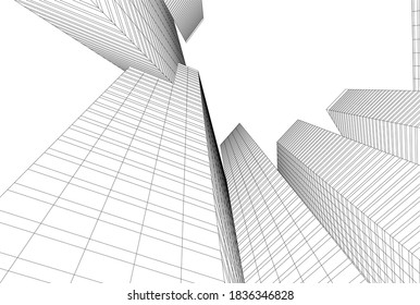 fondo abstracto de arquitectura moderna 3d ilustración