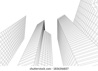 abstract modern architecture background 3d illustration