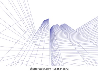 fondo abstracto de arquitectura moderna 3d ilustración
