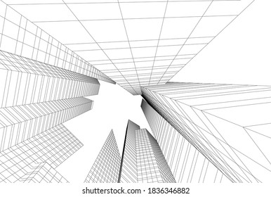fondo abstracto de arquitectura moderna 3d ilustración