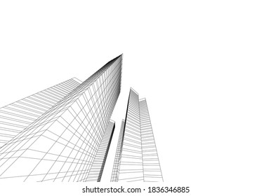 fondo abstracto de arquitectura moderna 3d ilustración
